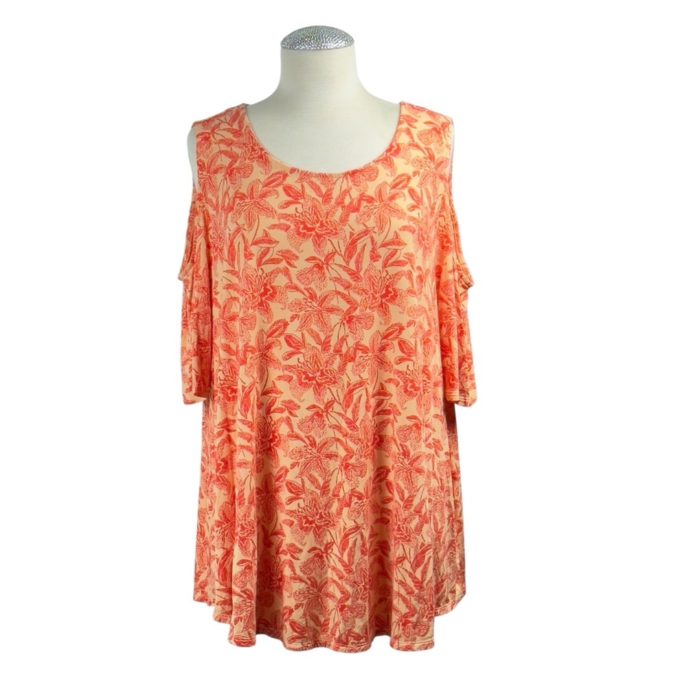 Chico's Orange Tunic with Cut-Out Shoulders and Relaxed Fit Fall